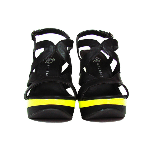 Rock & Republic Neon Platform Wedge Strappy Heels - Picture 3 of 8